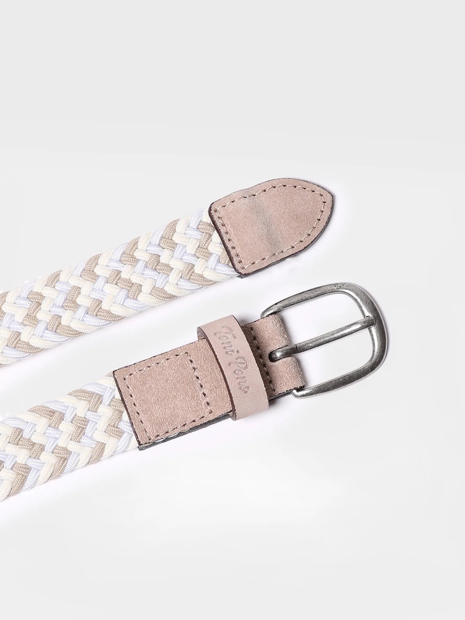 Fabric and leather belt for women - NADINA