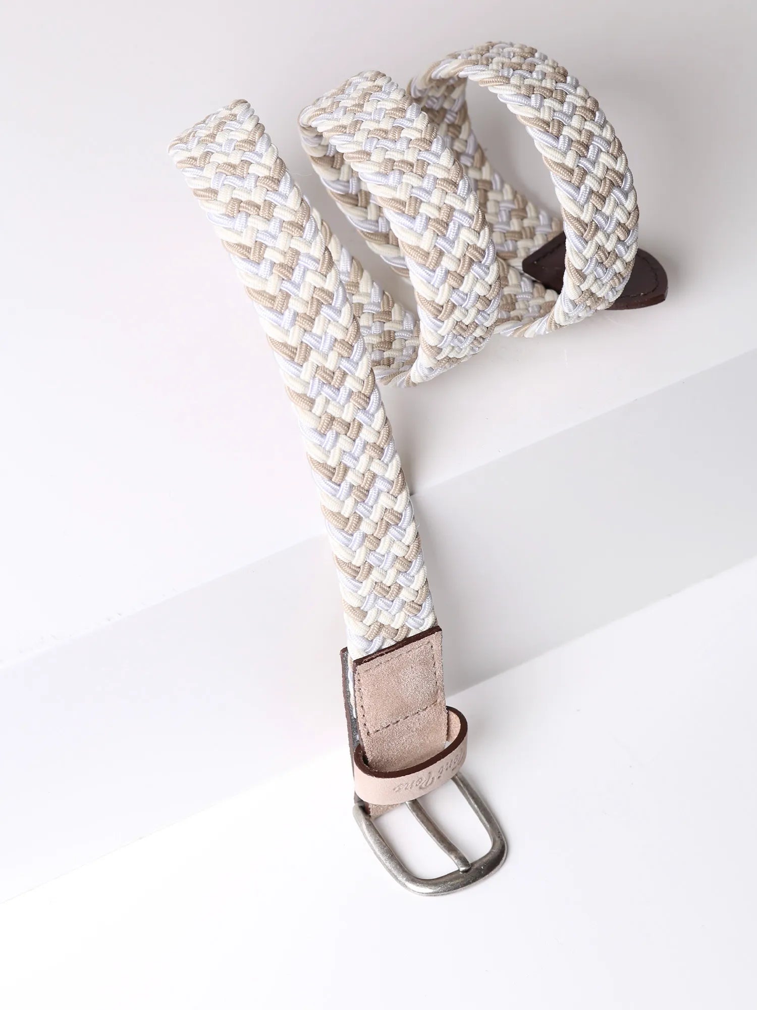 Fabric and leather belt for women - NADINA