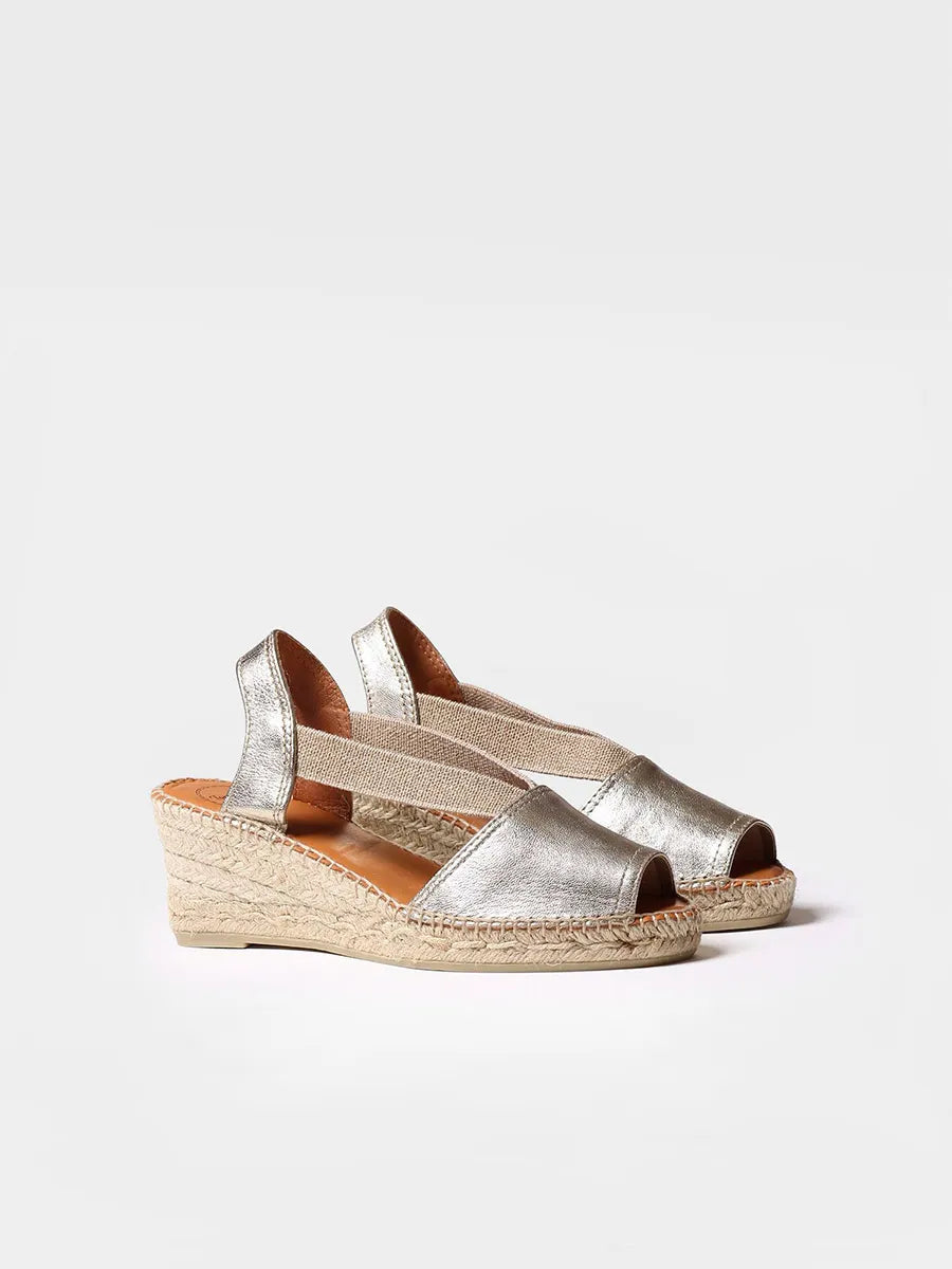Slingback medium wedge espadrille in lether - TEIDE-P