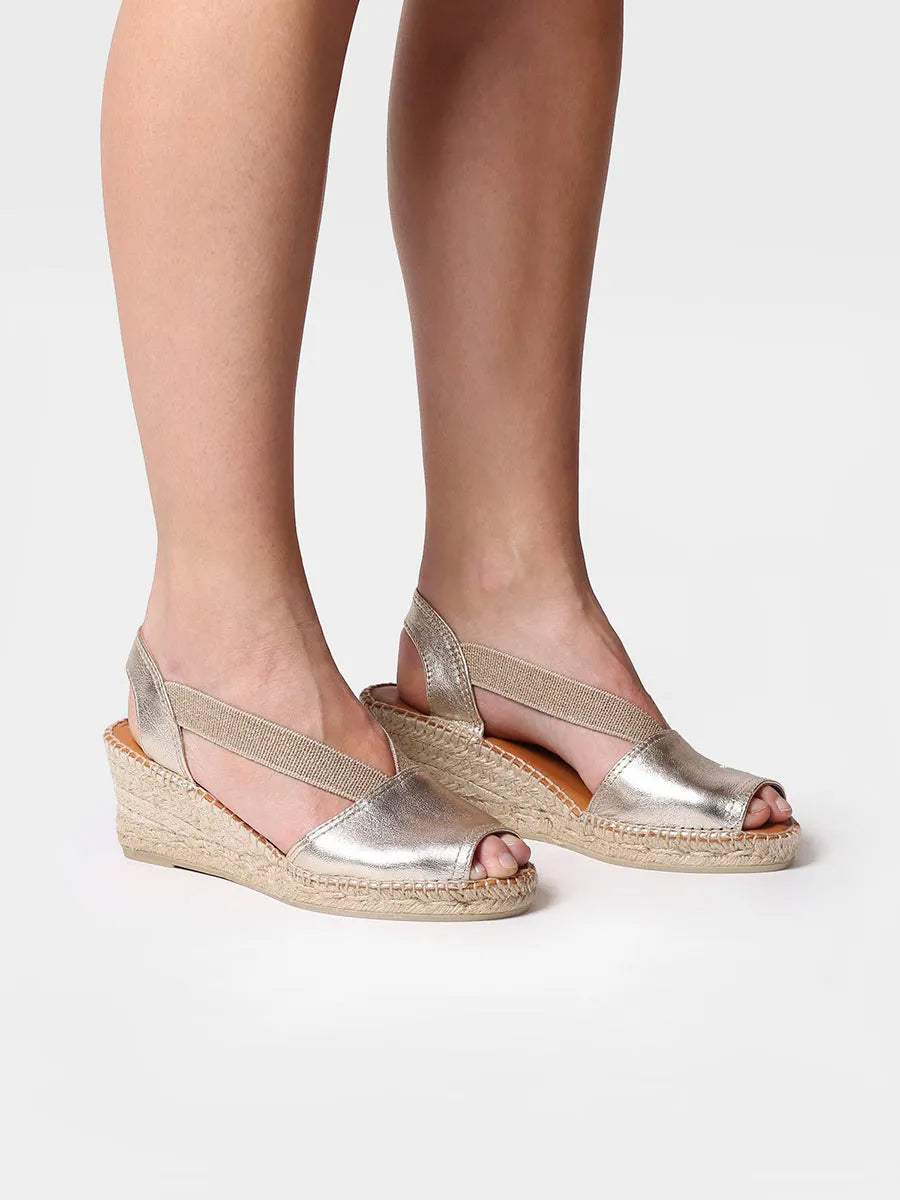 Slingback medium wedge espadrille in lether - TEIDE-P