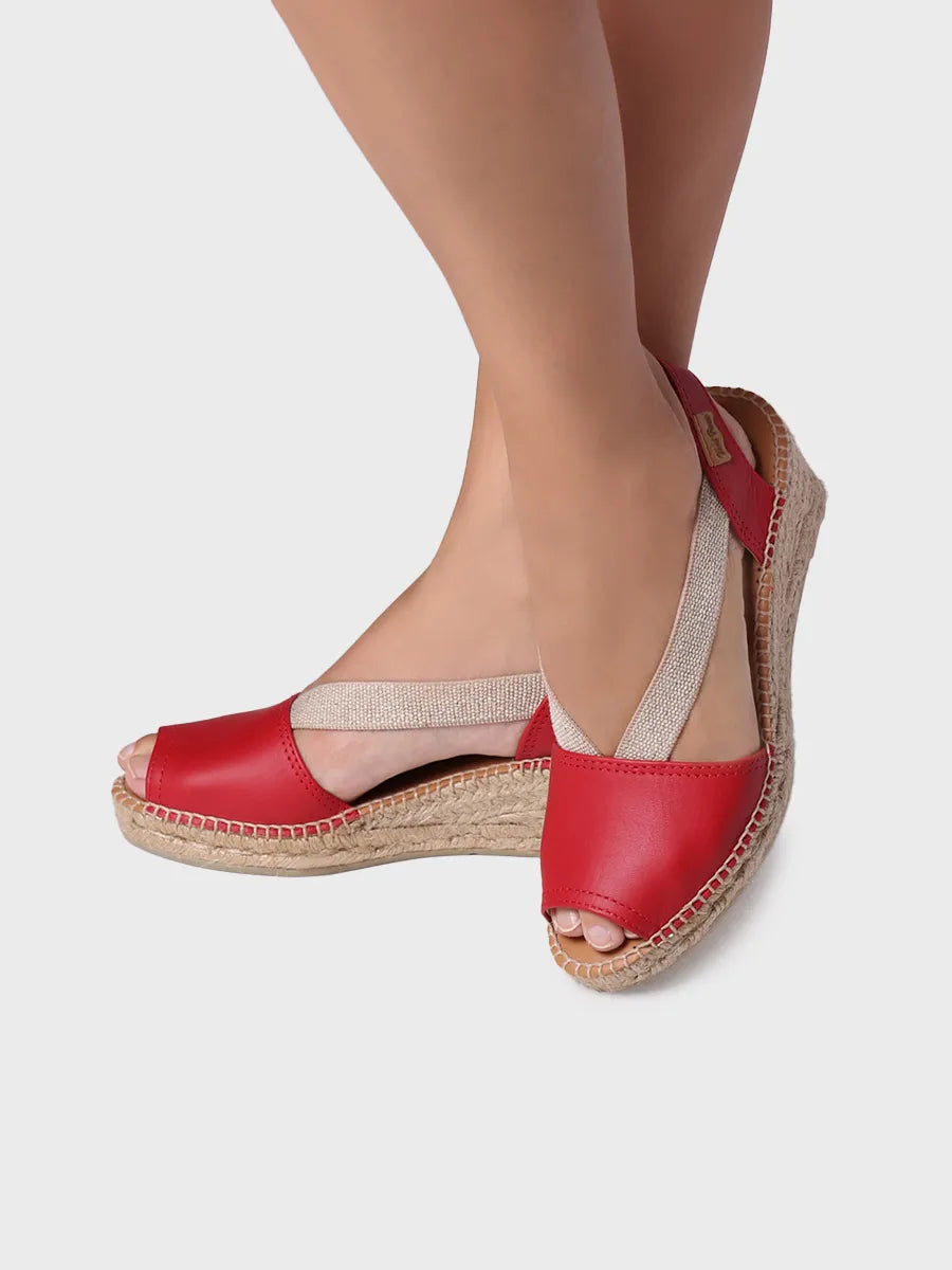 Slingback medium wedge espadrille in lether - TEIDE-P