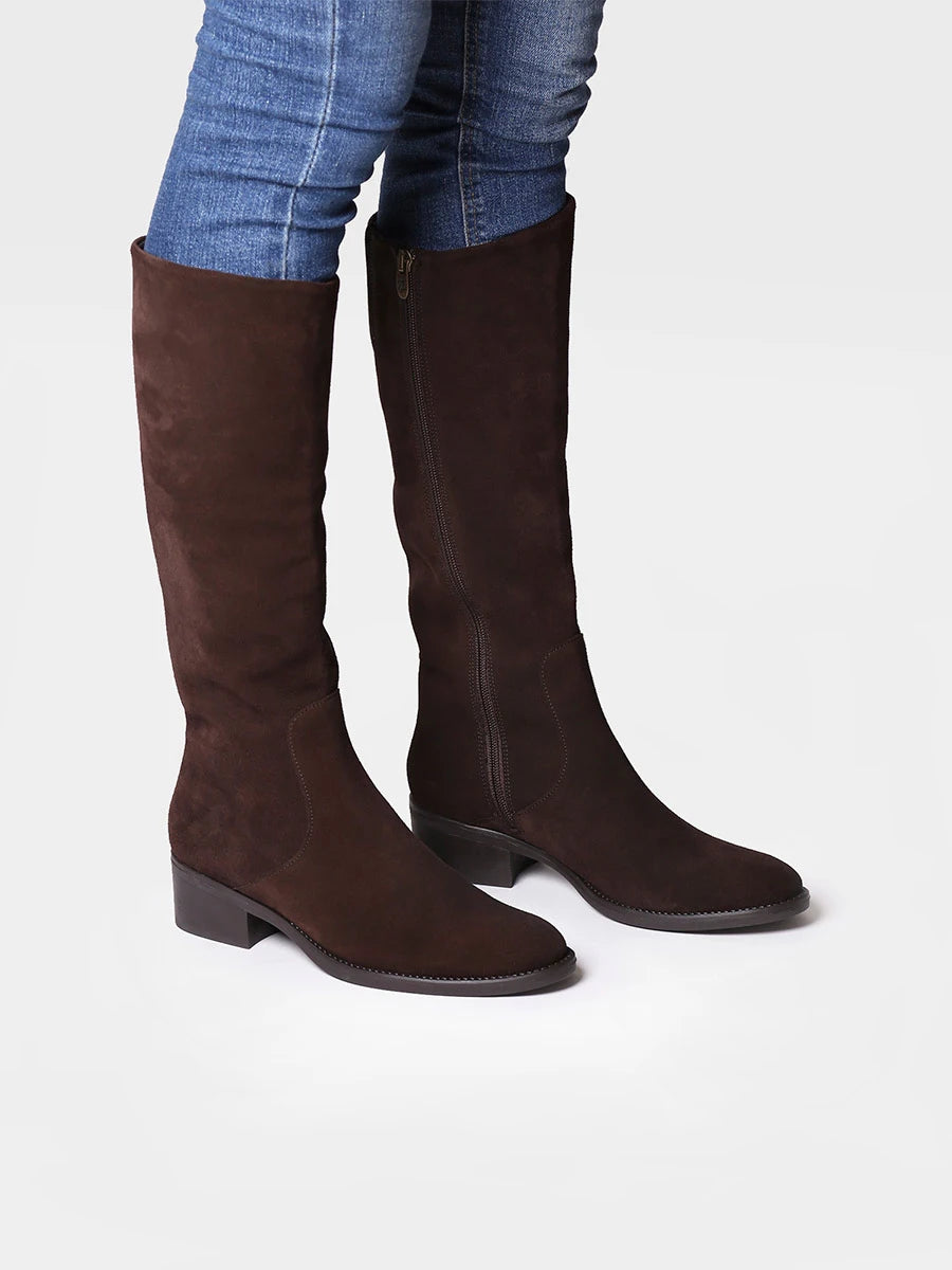 High boots for women in suede in Brown - TIROL-SY