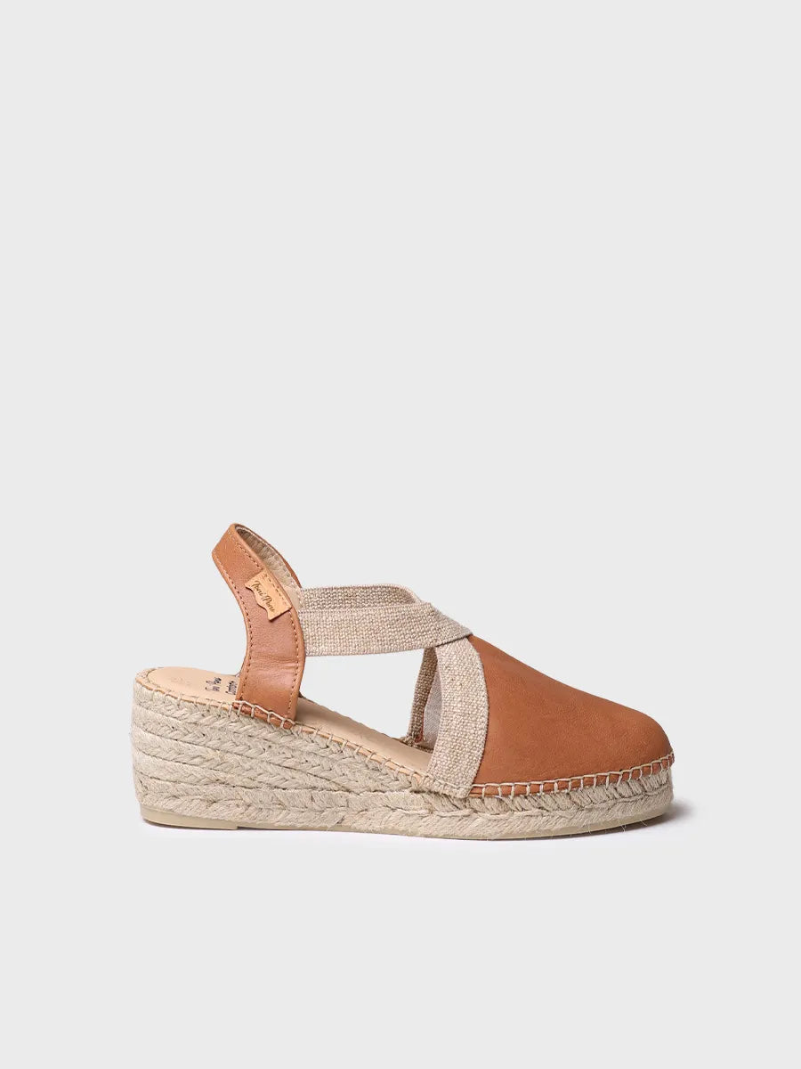 Women's leather espadrille with wedge and elastics designed for wide fit - TUNDRA