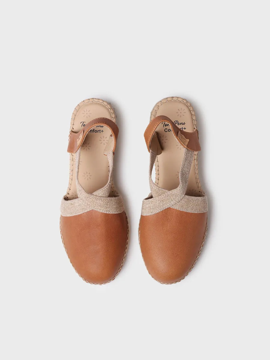 Women's leather espadrille with wedge and elastics designed for wide fit - TUNDRA