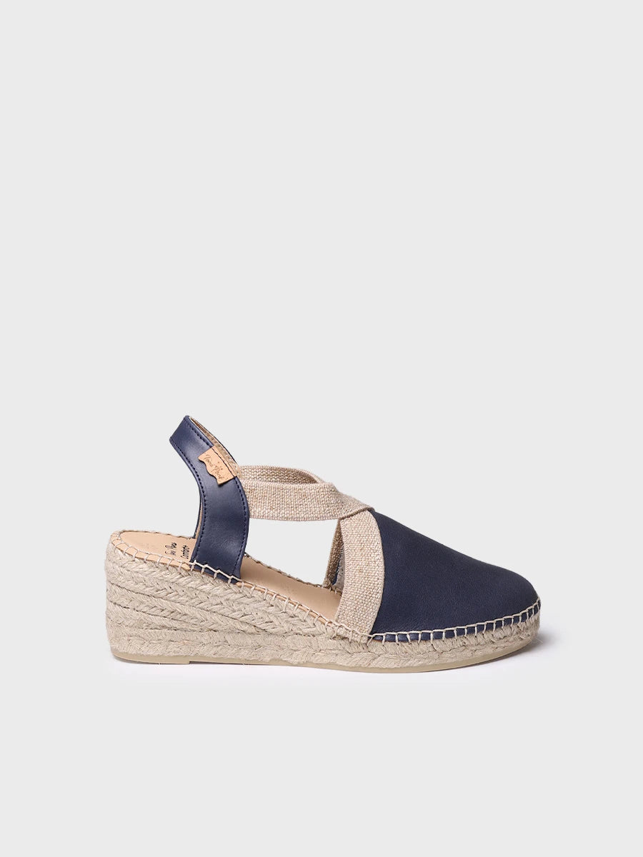 Women's leather espadrille with wedge and elastics designed for wide fit - TUNDRA