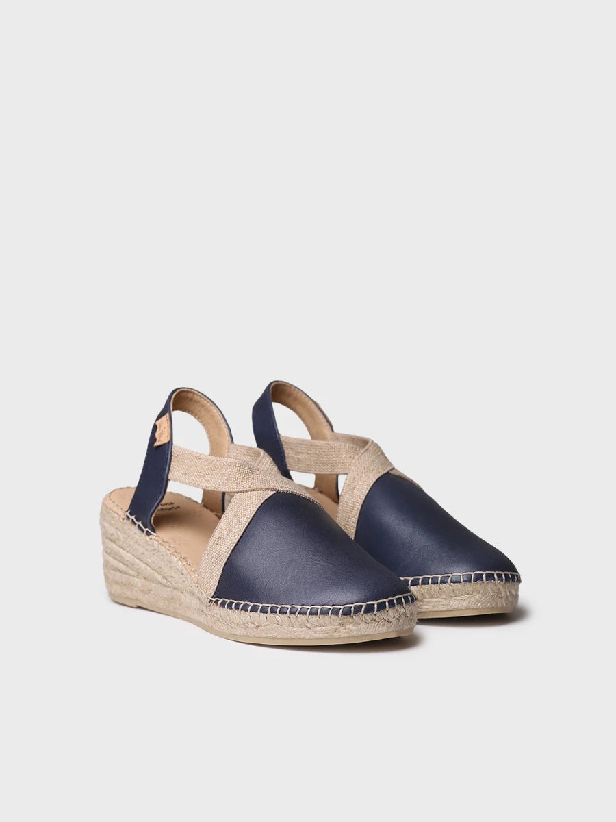 Women's leather espadrille with wedge and elastics designed for wide fit - TUNDRA