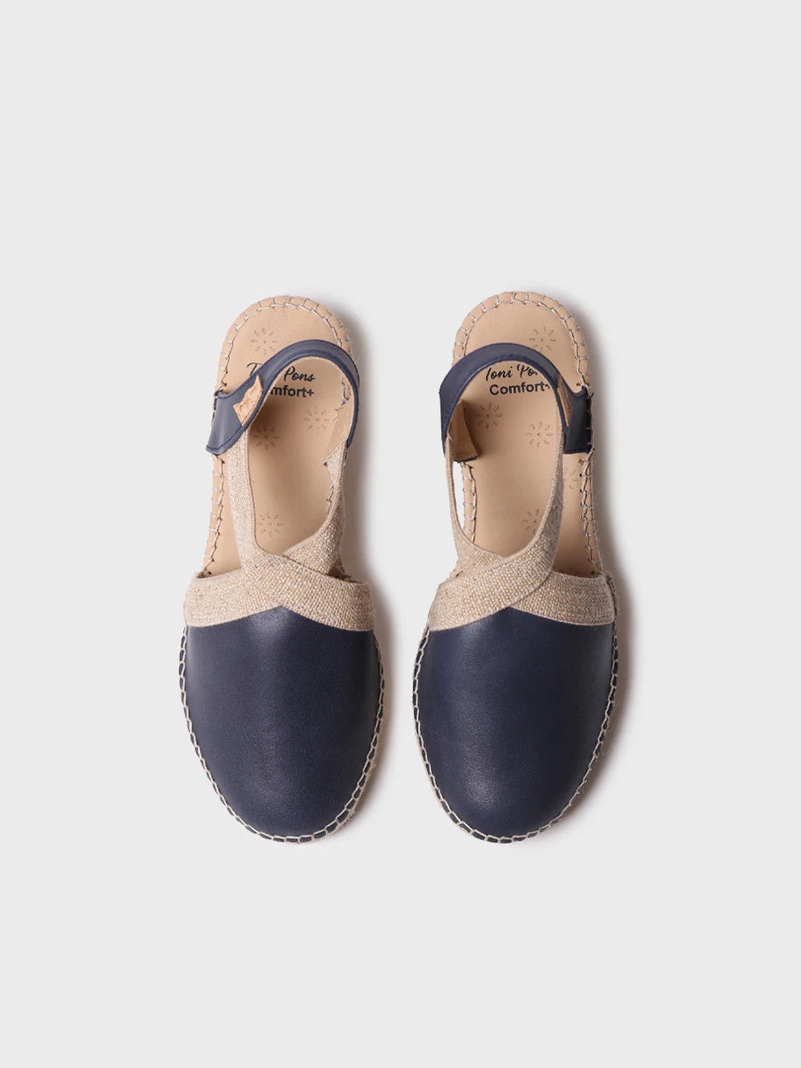 Women's leather espadrille with wedge and elastics designed for wide fit - TUNDRA