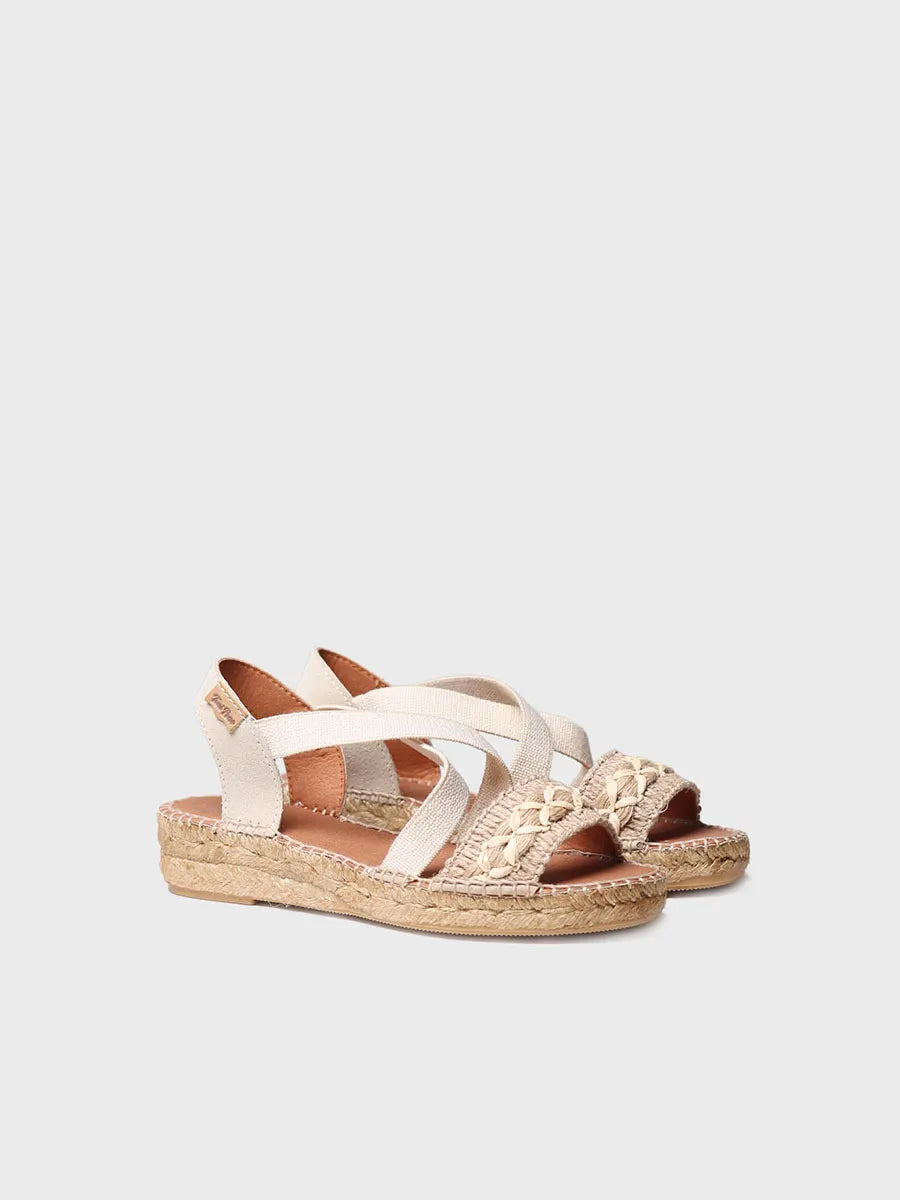 Jute crossed straps sandal - EIDER-BN