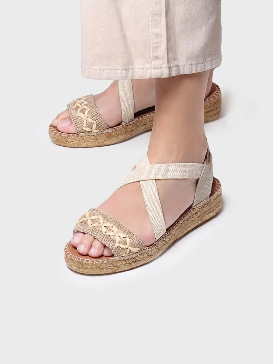 Jute crossed straps sandal - EIDER-BN