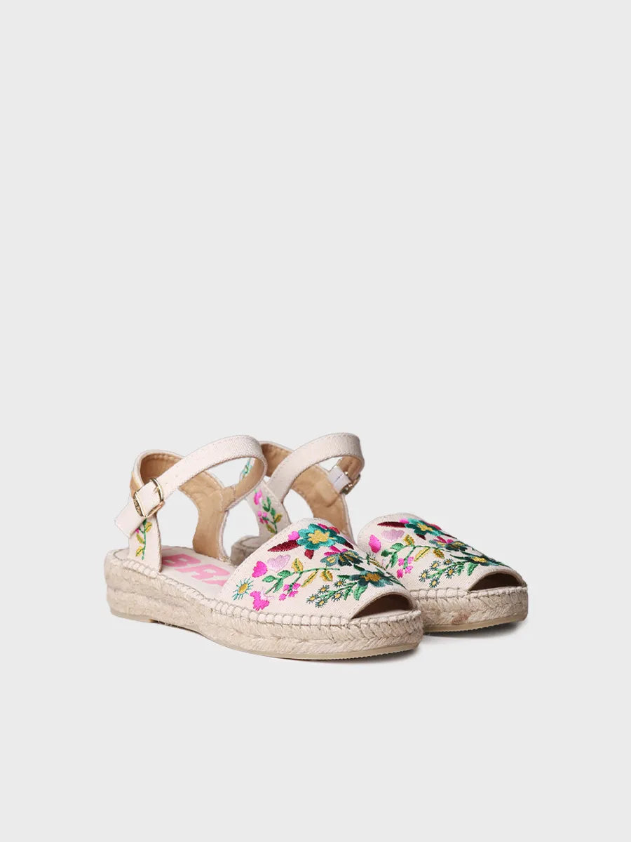 Women's flat sandal with multicoloured embroidery - GARBET