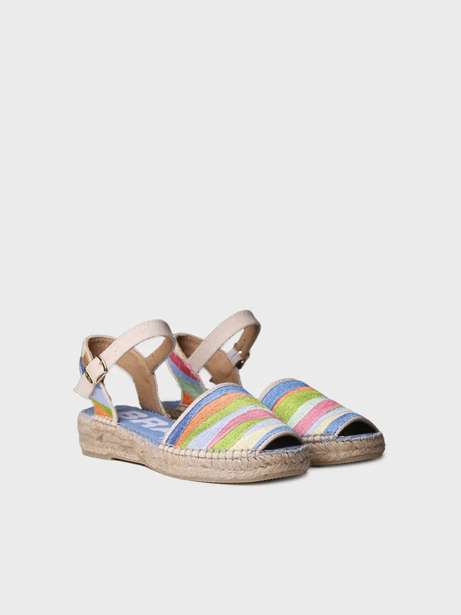 Women's flat sandal with multicoloured embroidery - GARBET