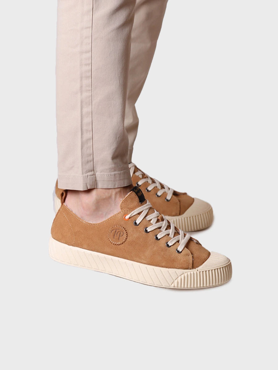 Zapatilla para hombre en serraje en Camel - GIL-SY