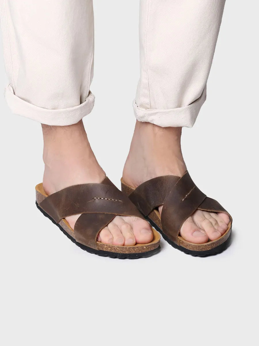 Men's sandal with crossed straps - GOL-PE