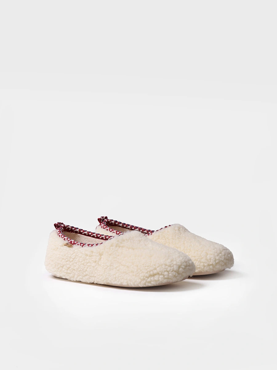 Women's Slipper-Style Shoe in Sheepskin in White - MARTA-SH