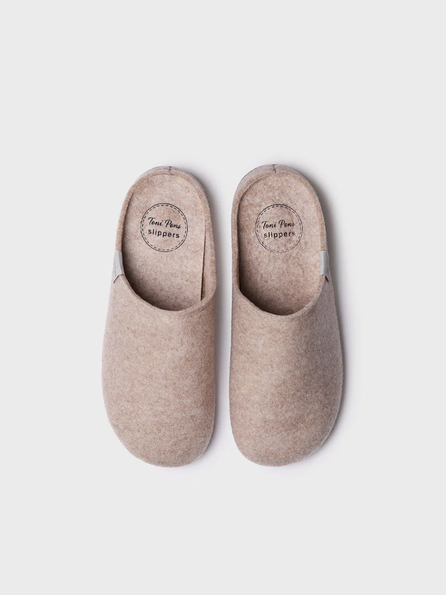 Women's clog-style slipper made from recycled felt - MONA-FR