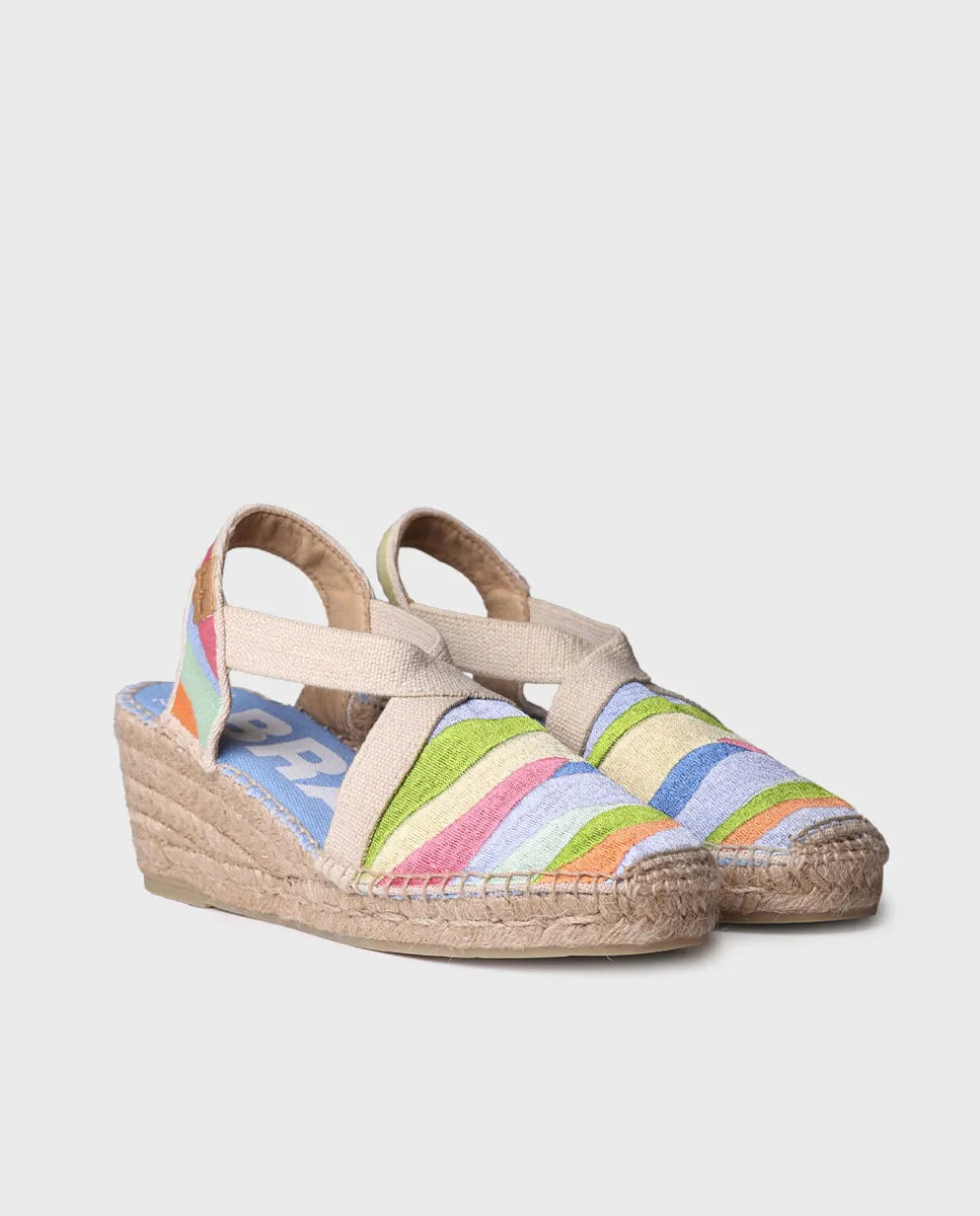 Women's wedge espadrilles with multicoloured embroidery - MONTJOI