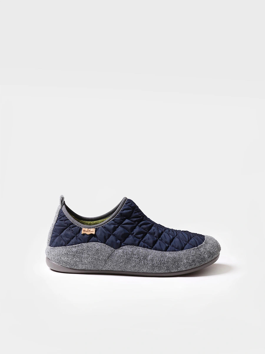 Men's slippers in felt and padded fabric in Navy - NIL-UM