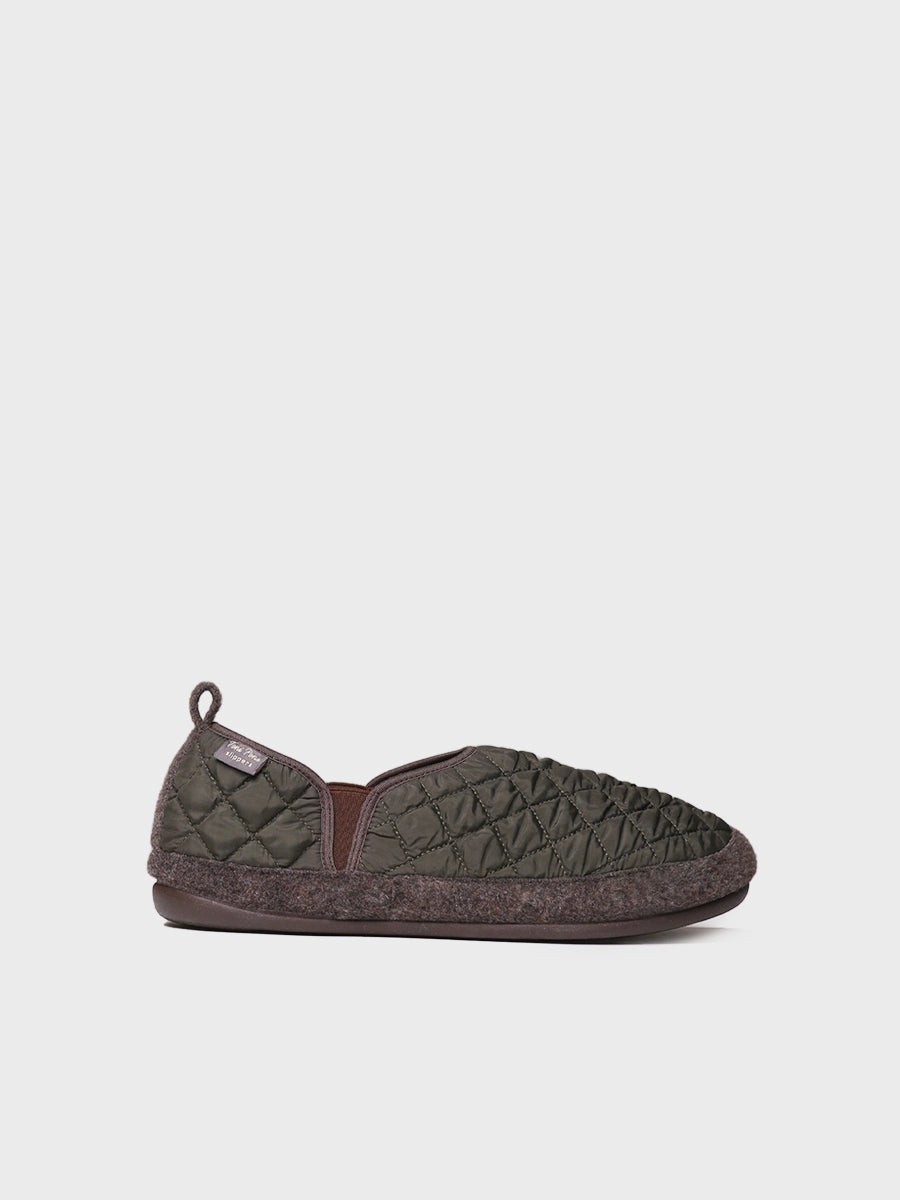 Men's Slippers in Padded Fabric in Khaki - NINO-UM