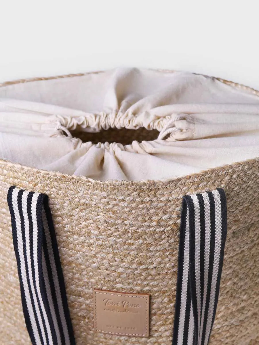 Jute basket with sailor handles - OPORTO