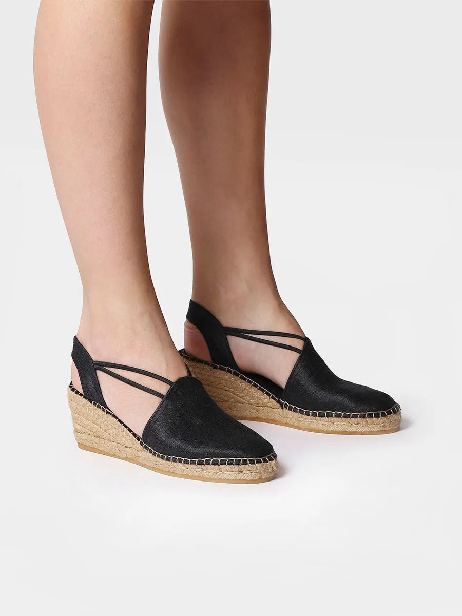 Wedge espadrilles with straps in silk - TURIA