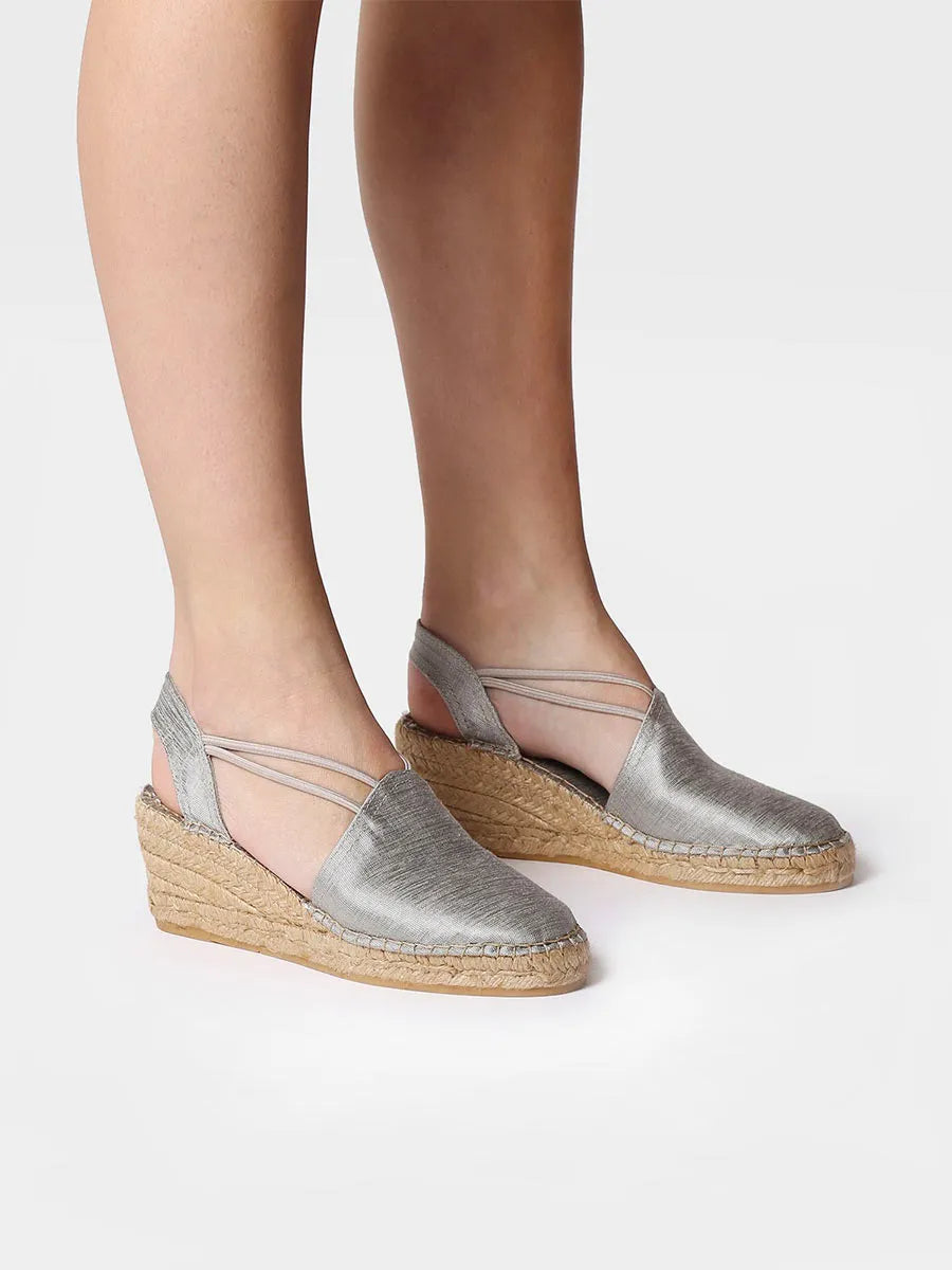 Wedge espadrilles with straps in silk - TURIA
